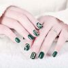 Dark Green Beads False Nail Tips Wedding Full Cover Fake Nails Long Nails Nail Art Decoration Fake Nails