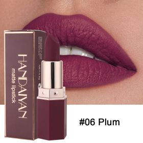 Matte Nude Lipstick Lip Stain Velvet Smooth Lip Stick Waterproof Long Lasting Lip Gloss,Moisturizer Non-Stick Cup Highly Pigmented Natural Lipstick Li (Color: Plum)